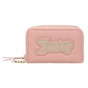 5801 Medium Double Zip Around Wallet String of Pearls Pink Diamond